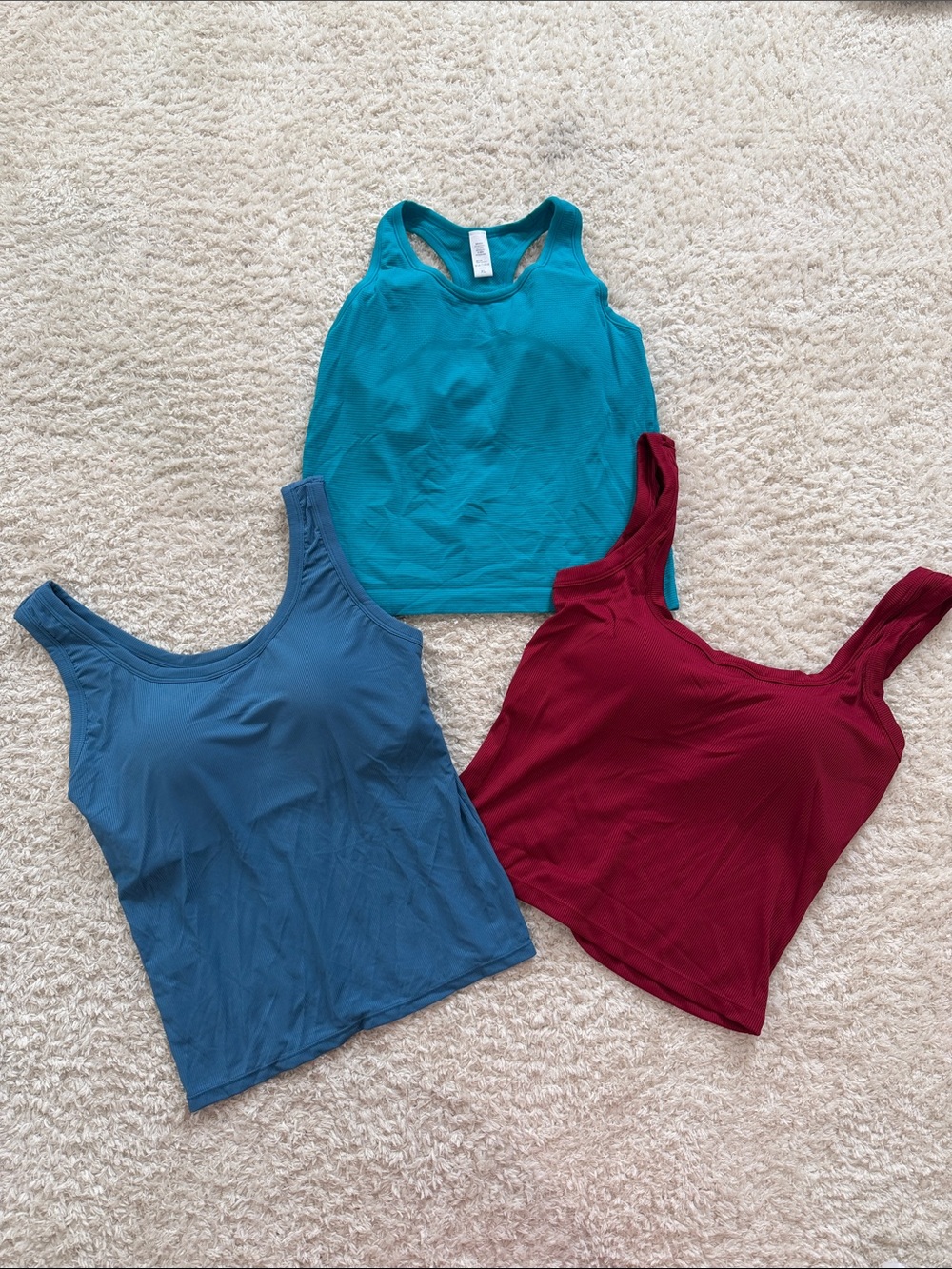 Women’s Scoop Neck Tank Top - Teal, Blue, Burgundy lot of 3 SIZE XL